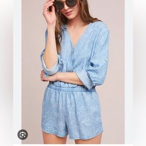 Anthropologie Cloth and Stone Chambray Romper